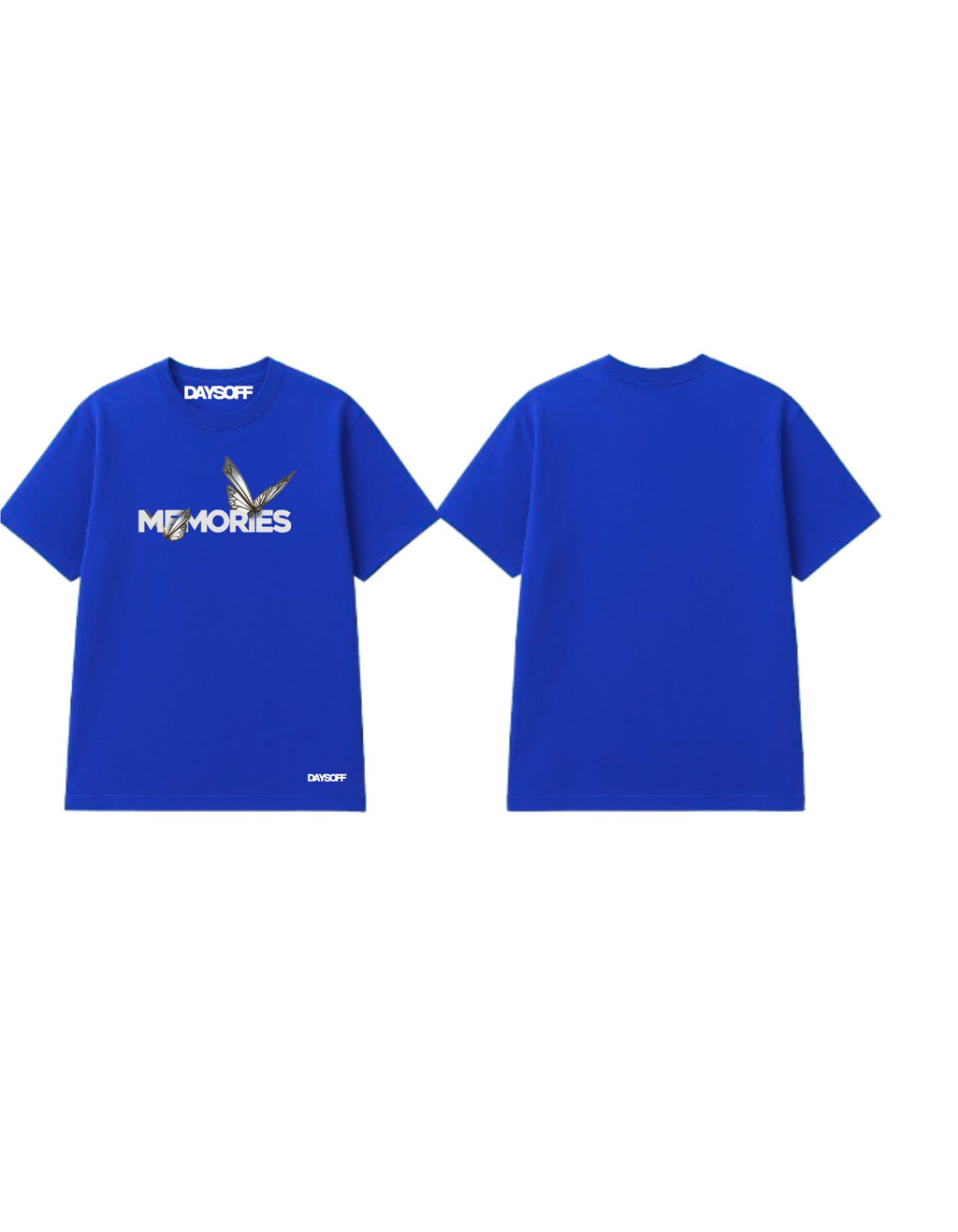 “Memories” Butterfly Graphic Tee – Royal Blue | DAYSOFF