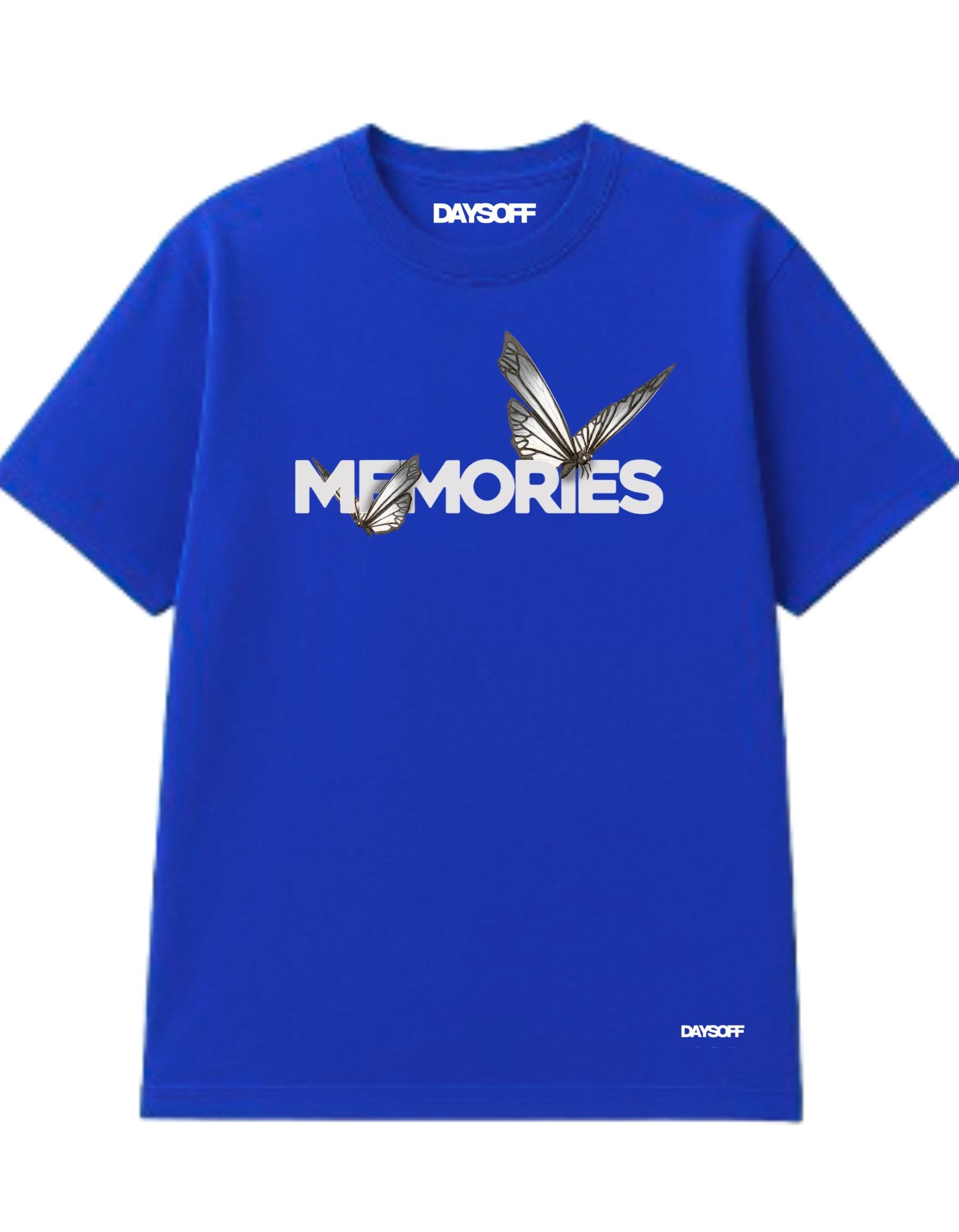 “Memories” Butterfly Graphic Tee – Royal Blue | DAYSOFF