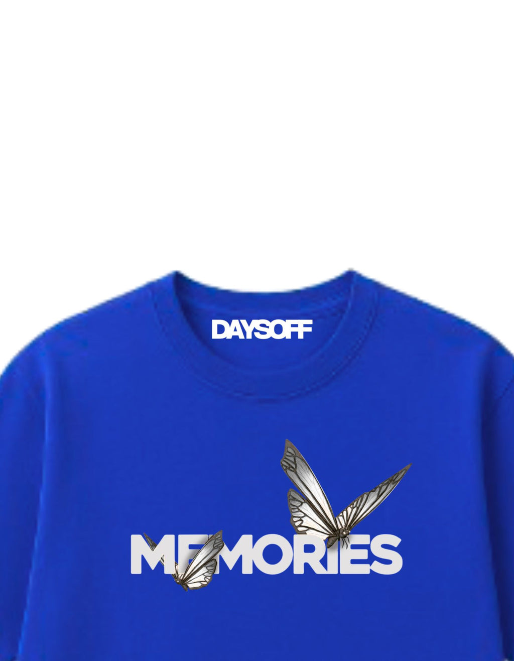 “Memories” Butterfly Graphic Tee – Royal Blue | DAYSOFF