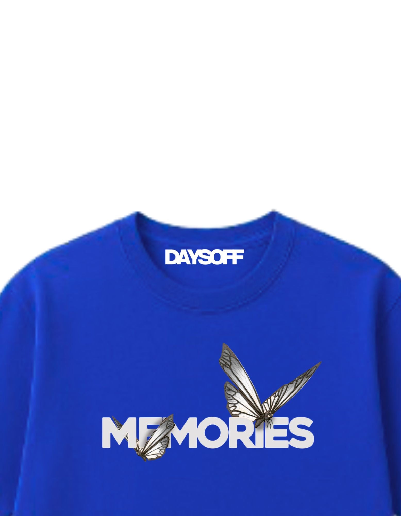 “Memories” Butterfly Graphic Tee – Royal Blue | DAYSOFF