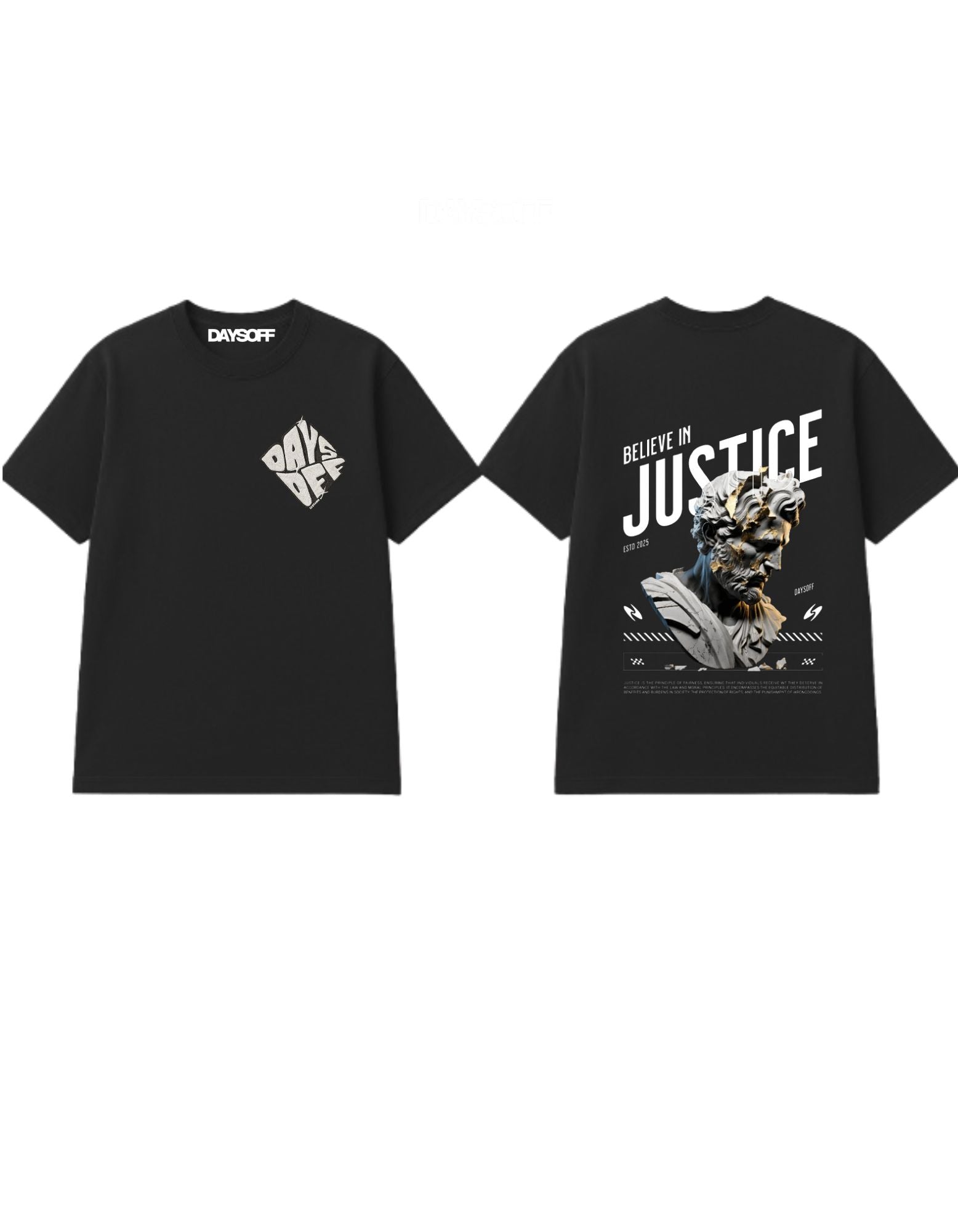 “Believe in Justice” Oversized Graphic Tee – Black Edition | DAYSOFF
