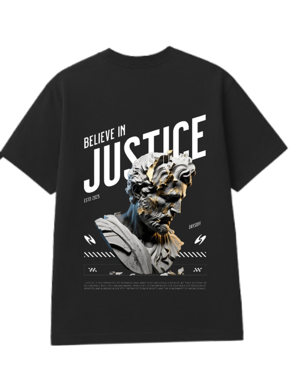 “Believe in Justice” Oversized Graphic Tee – Black Edition | DAYSOFF